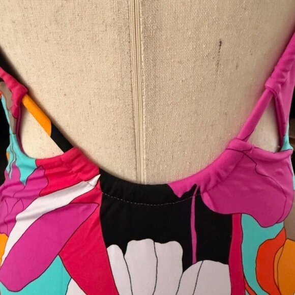 Trina Turk Gemini Plunge Neck Printed One Piece Swimsuit In Multi Color 10 NWT - Picture 11 of 16